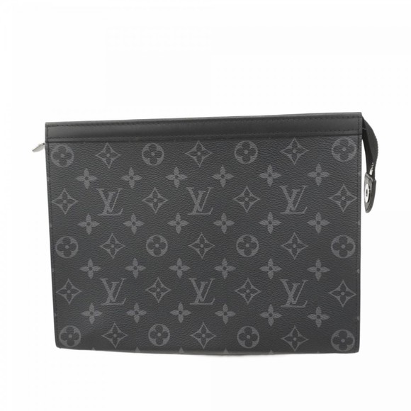 Louis Vuitton Monogram Eclipse Pochette Voyage MM Clutch Bag M61692 Black/Gre... - Picture 1 of 11